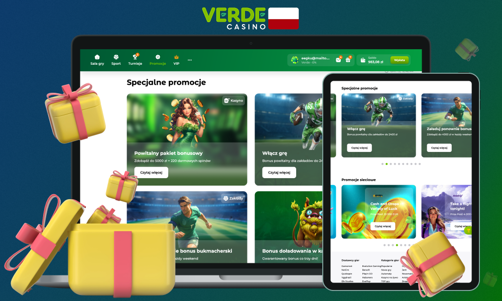 Verde Casino oferuje swoim użytkownikom z Polski różne bonusy i promocje