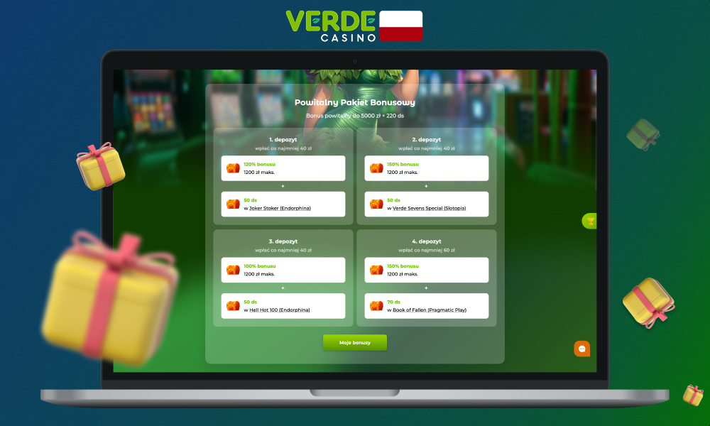 Verde Casino bonus powitalny dotyczy pierwszych 4 depozytów